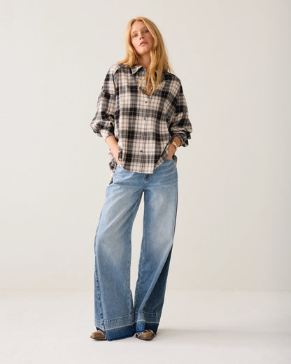Summum - Flannel blouse with Embroidery - Plaid