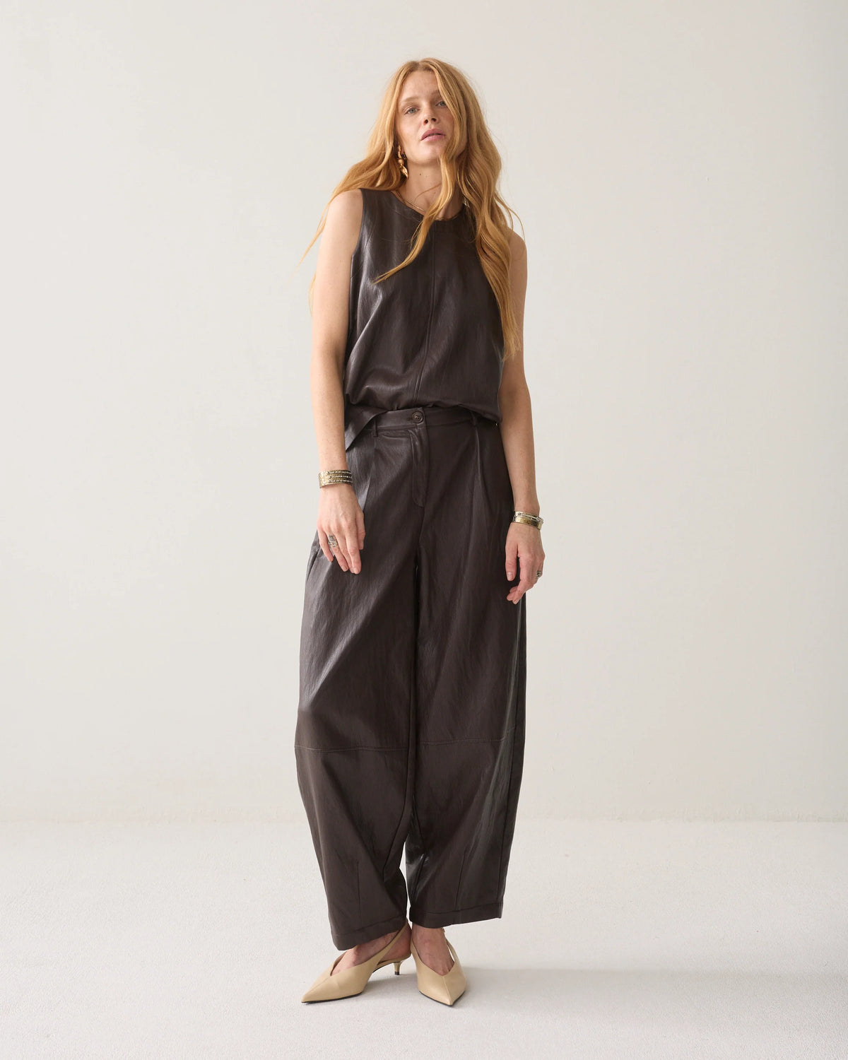 Summum - Faux leather top - Dark Chocolate