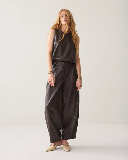Summum - Faux leather top - Dark Chocolate