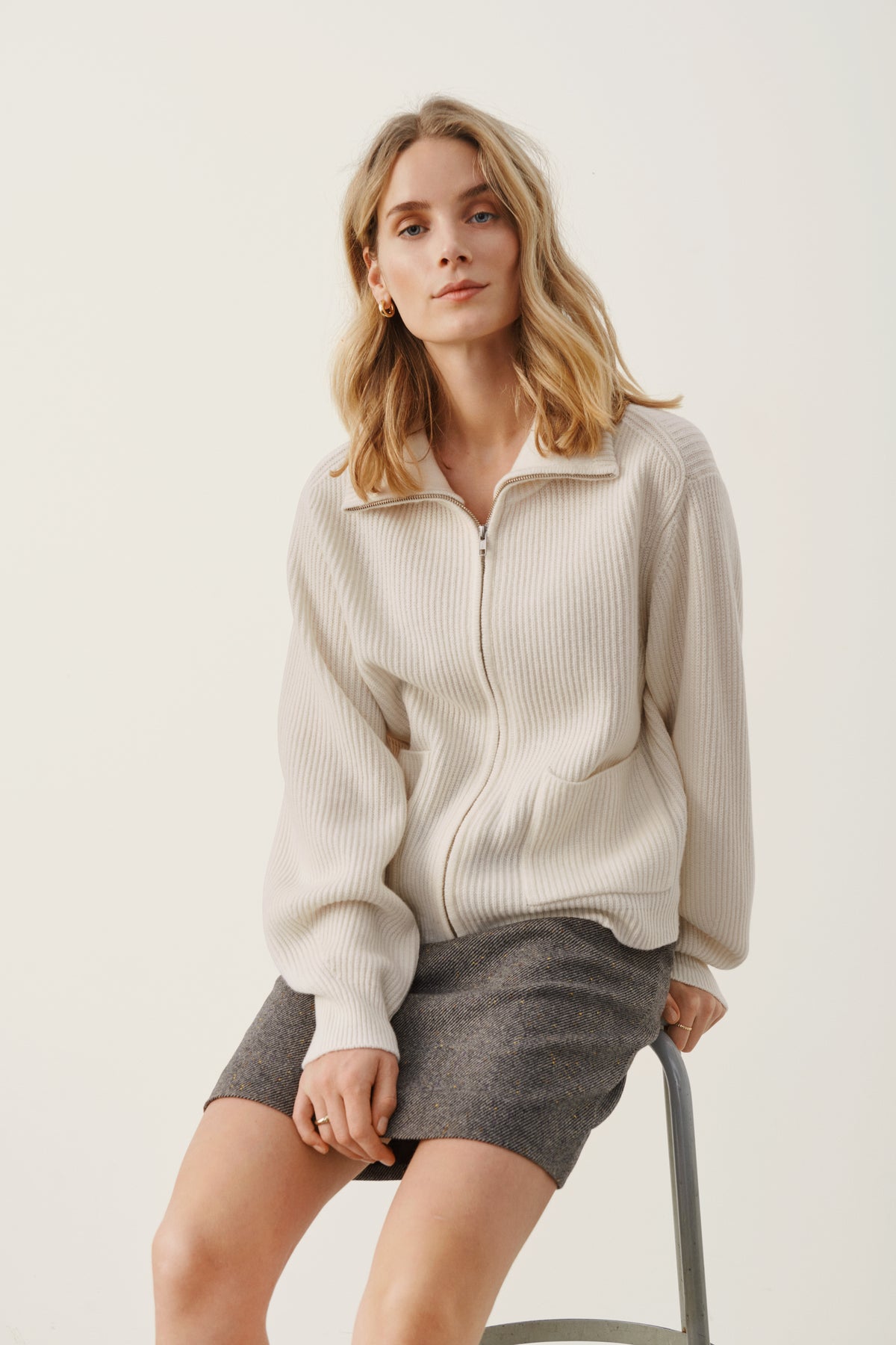 Part Two - Candaca Zipper Pullover - Whitecap Grey