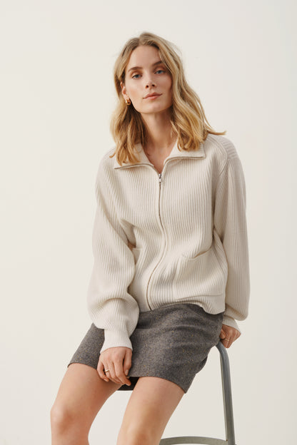 Part Two - Candaca Zipper Pullover - Whitecap Grey