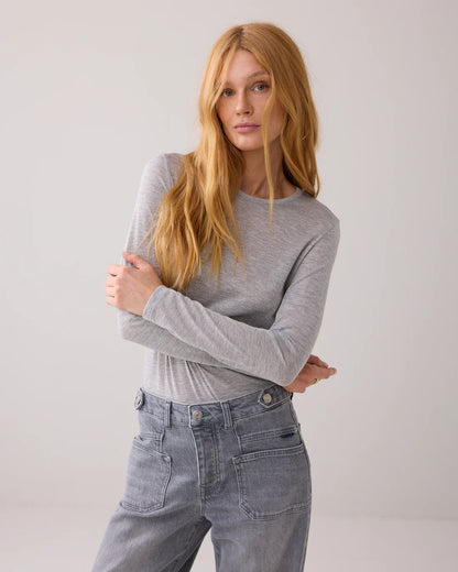 Fitted long-sleeved top in Italian fabric