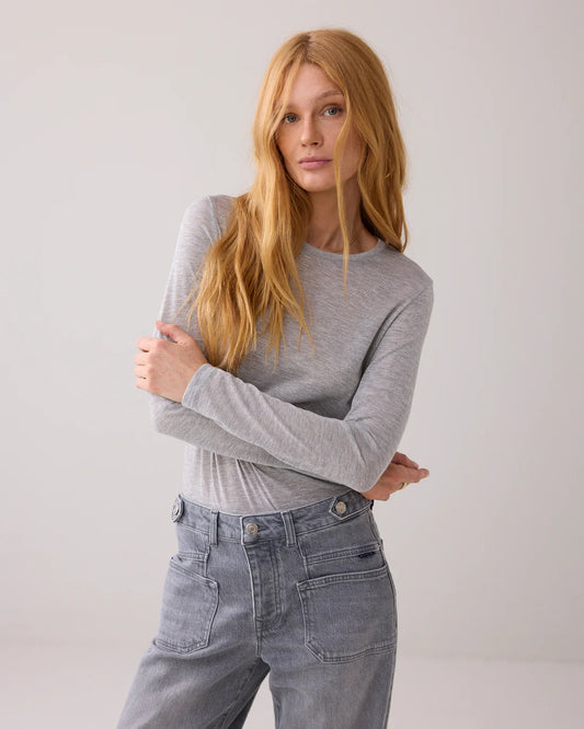 Fitted long-sleeved top in Italian fabric
