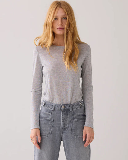 Fitted long-sleeved top in Italian fabric