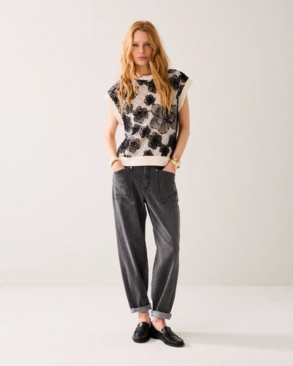 Summum - Sleeveless jumper with lace - Ivory