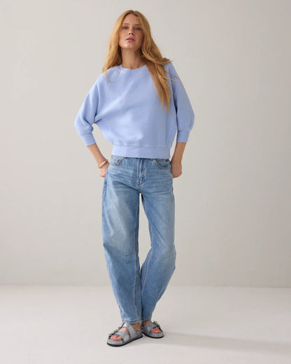 Summum - Loose-fit jumper with bat sleeves - Soft Blue