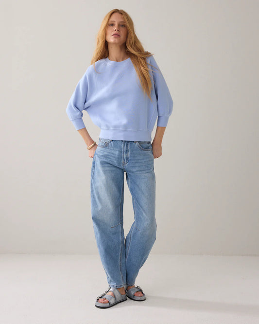 Summum - Loose-fit jumper with bat sleeves - Soft Blue