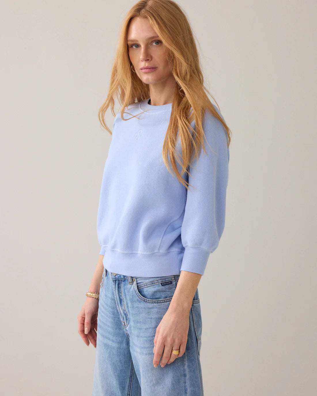 Summum - Loose-fit jumper with bat sleeves - Soft Blue
