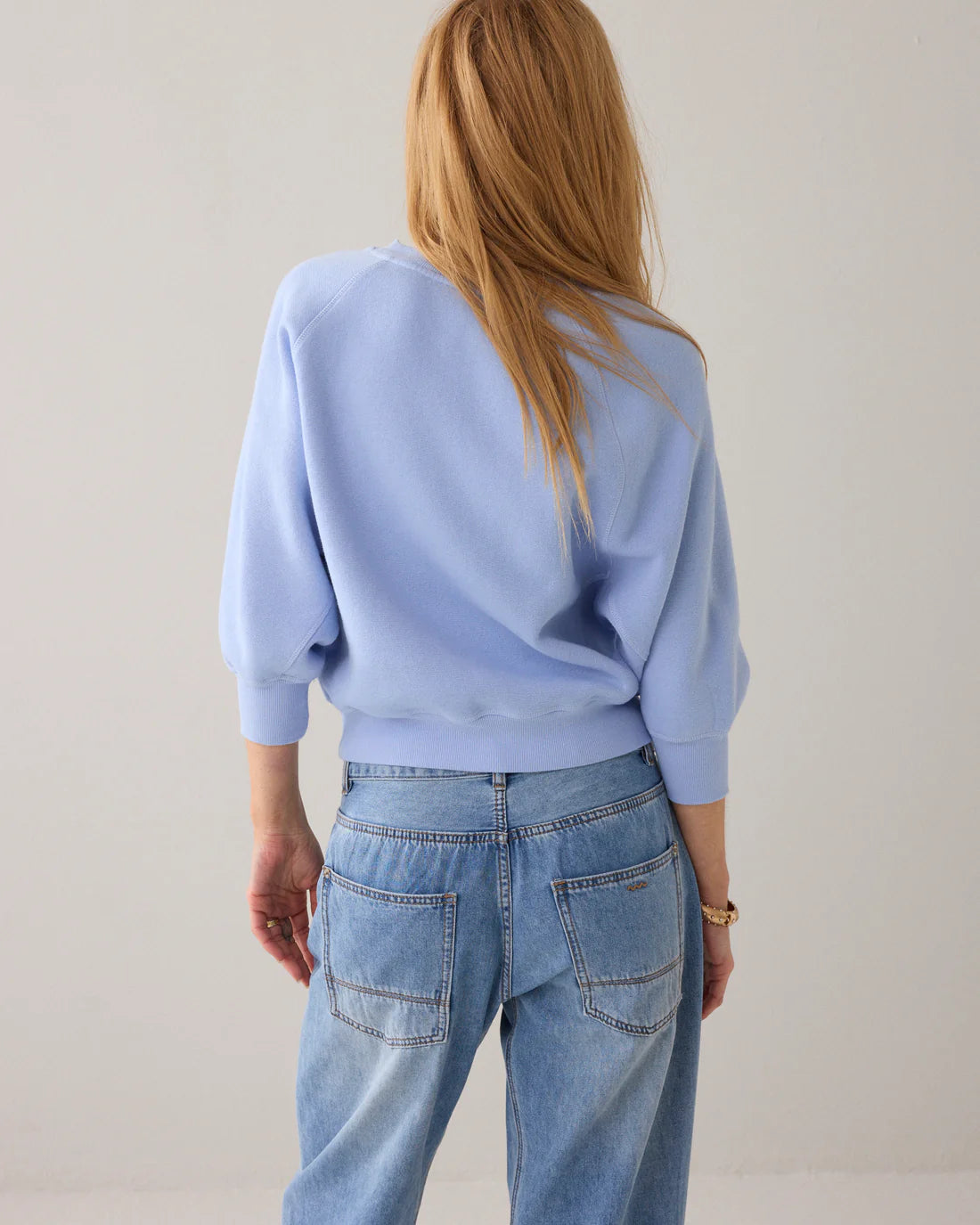 Summum - Loose-fit jumper with bat sleeves - Soft Blue