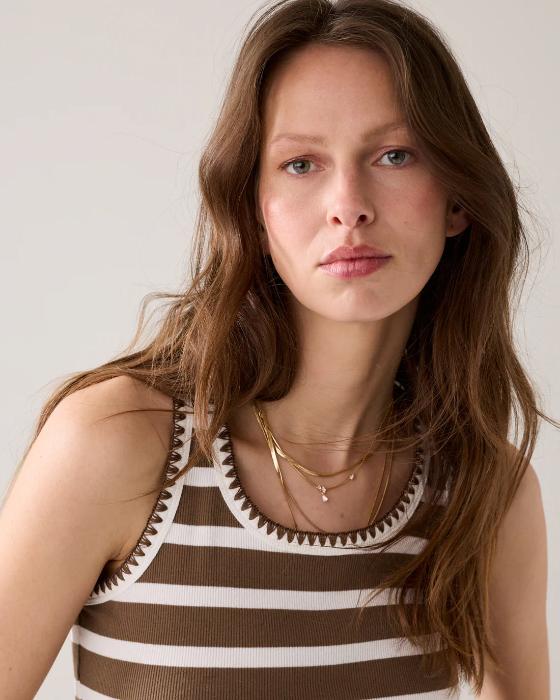 Summum - Tank top with Breton stripes - Beige