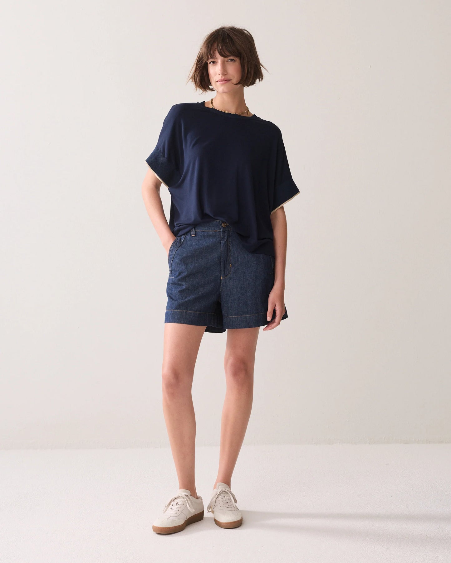Summum - Top with lurex trim - Blue Noir