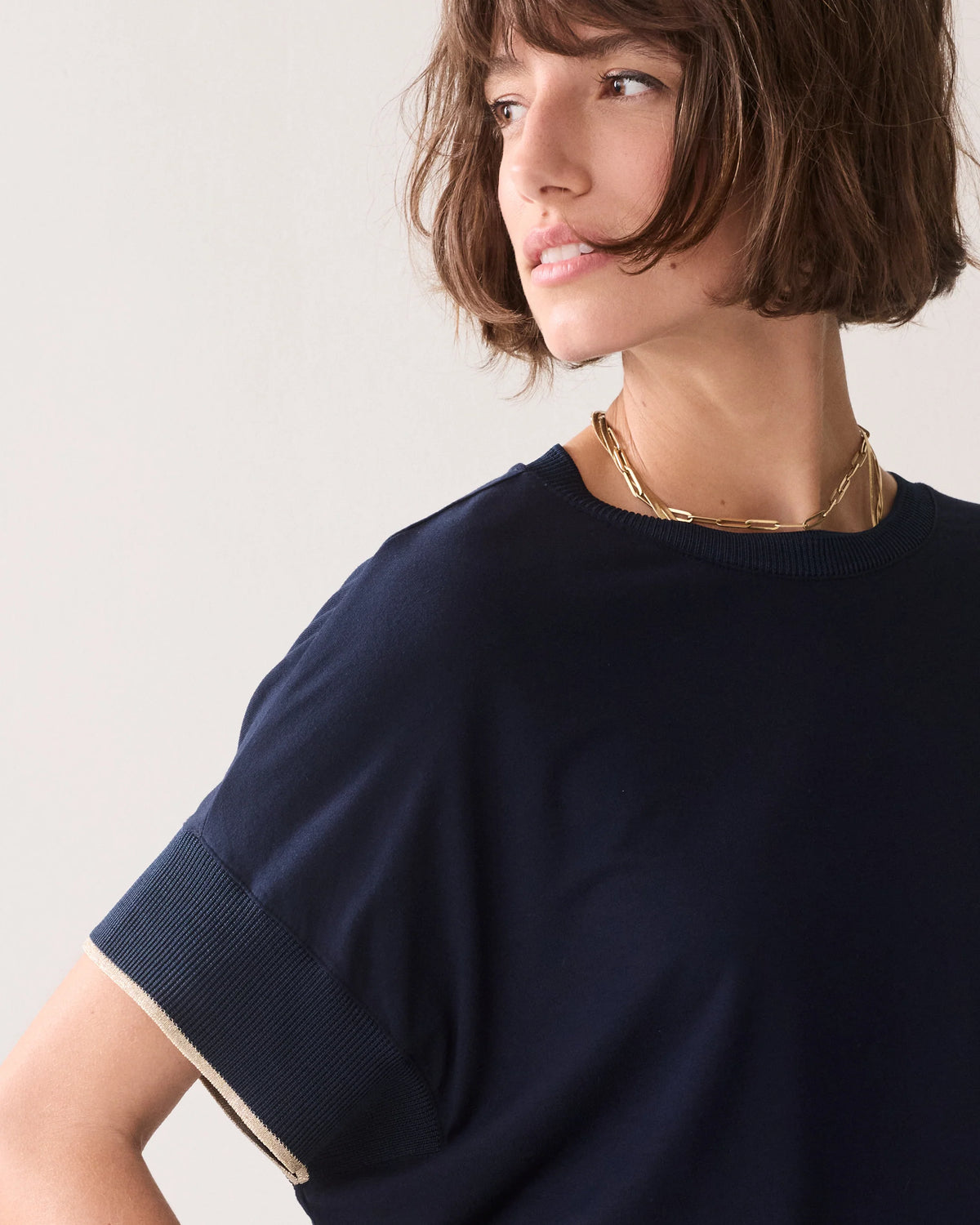 Summum - Top with lurex trim - Blue Noir