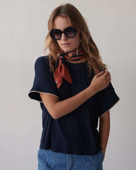 Summum - Top with lurex trim - Blue Noir