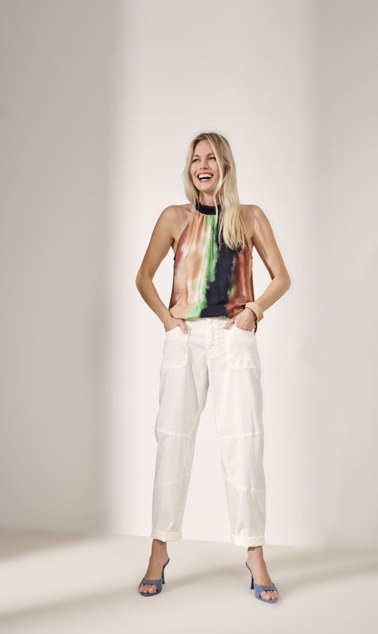 Loose tapered pants sleek stretch