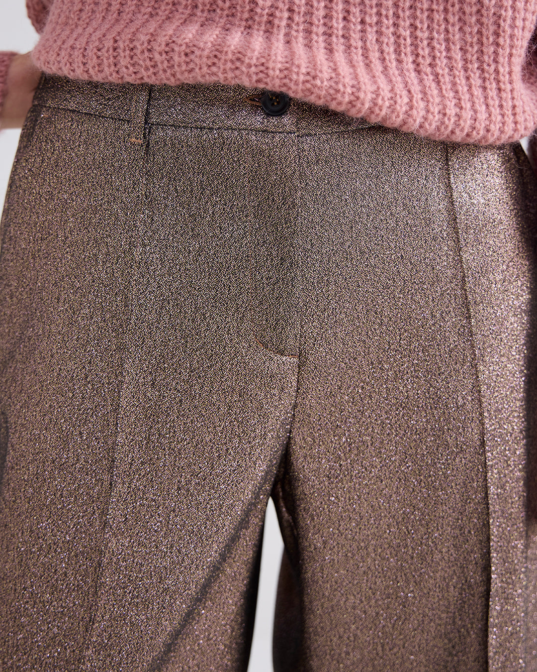 Trouser glitter camel brown