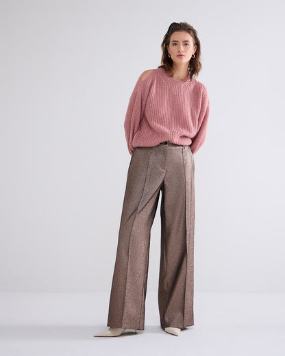 Trouser glitter camel brown