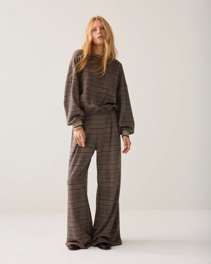 Summum - Wide-Leg Trousers - Plaid Jacquard
