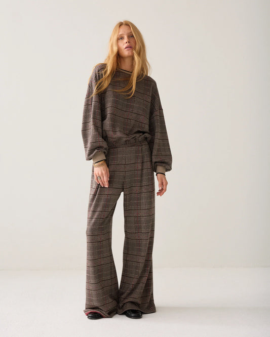 Summum - Wide-Leg Trousers - Plaid Jacquard