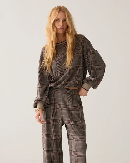 Summum - Wide-Leg Trousers - Plaid Jacquard