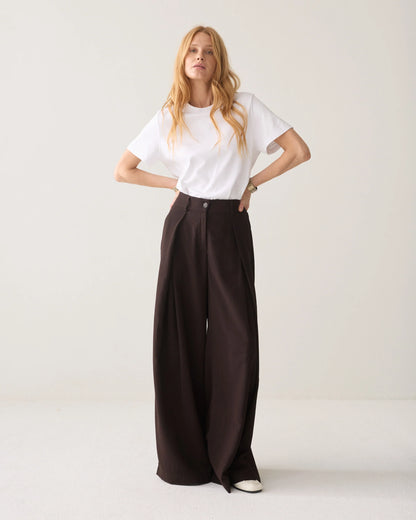 Summum - Mega-wide Twill Pants - Dark Chocolate