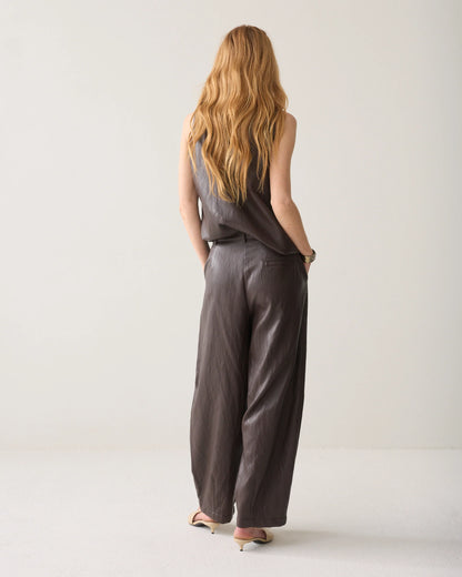 Summum - Wide-leg faux leather trousers - Dark Chocolate
