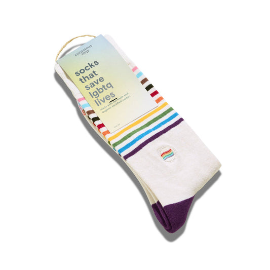 Conscious Step - Socks that Save LGBTQ Lives (Beige Pride Flag)