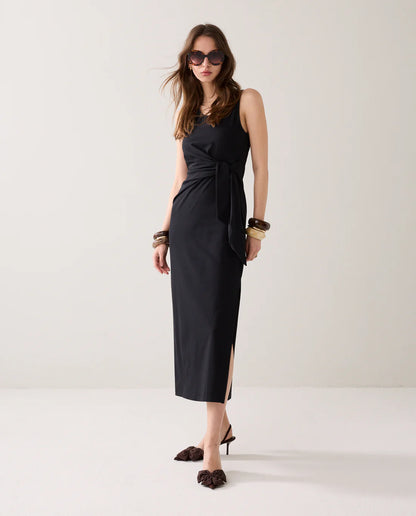 Summum - Ankle-length stretch cotton dress - Black