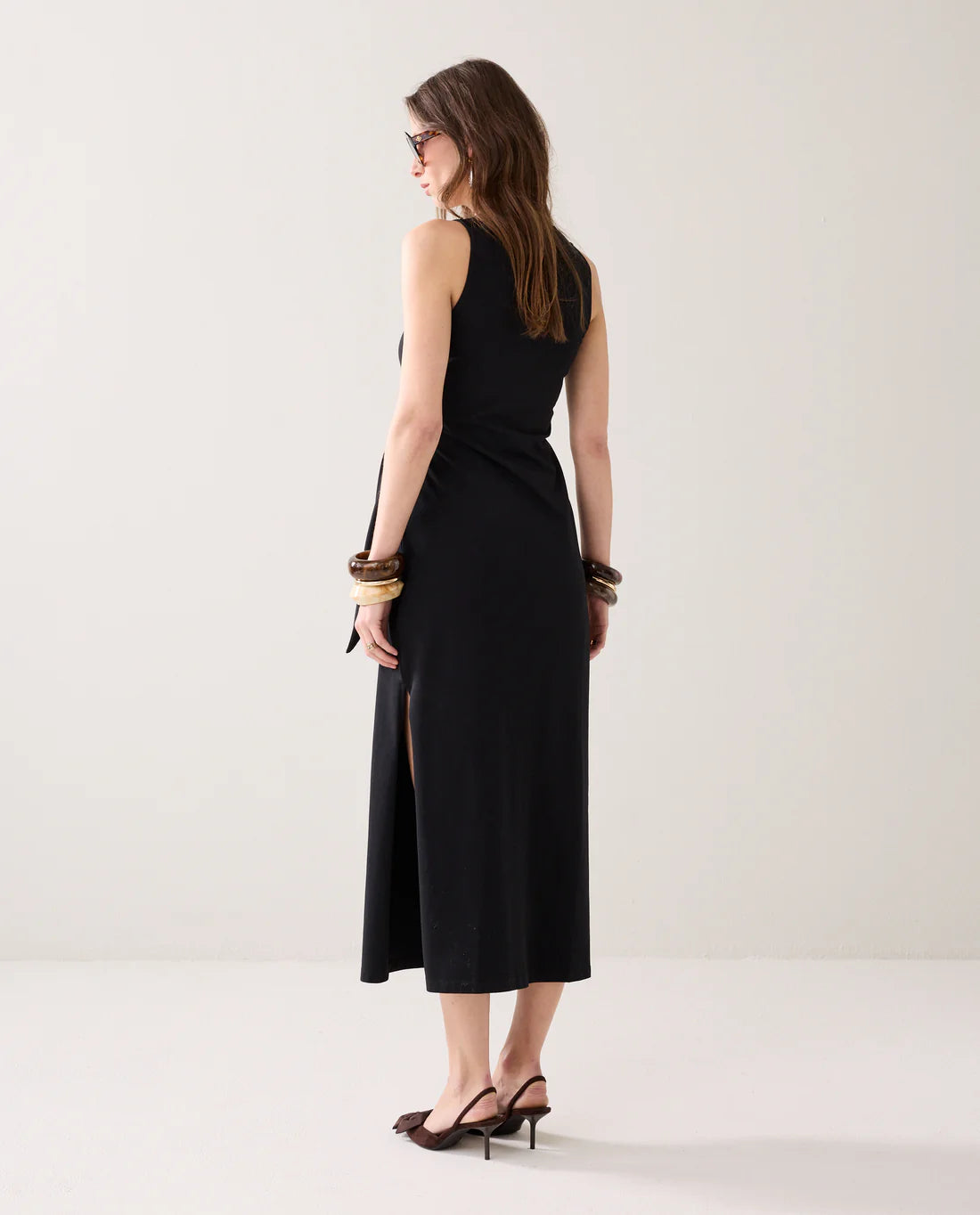 Summum - Ankle-length stretch cotton dress - Black