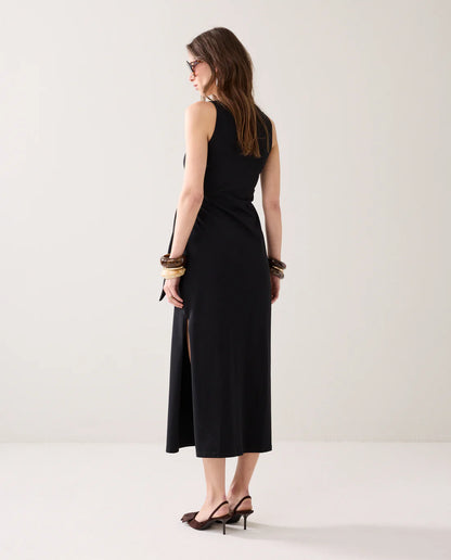 Summum - Ankle-length stretch cotton dress - Black
