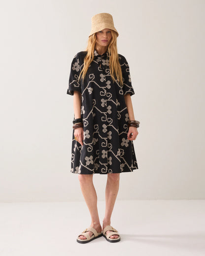 Summum - A-line dress with embroidery - Black