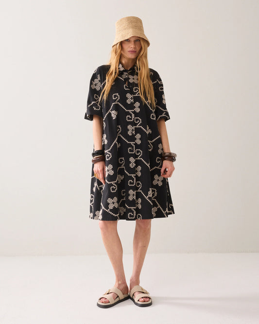 Summum - A-line dress with embroidery - Black