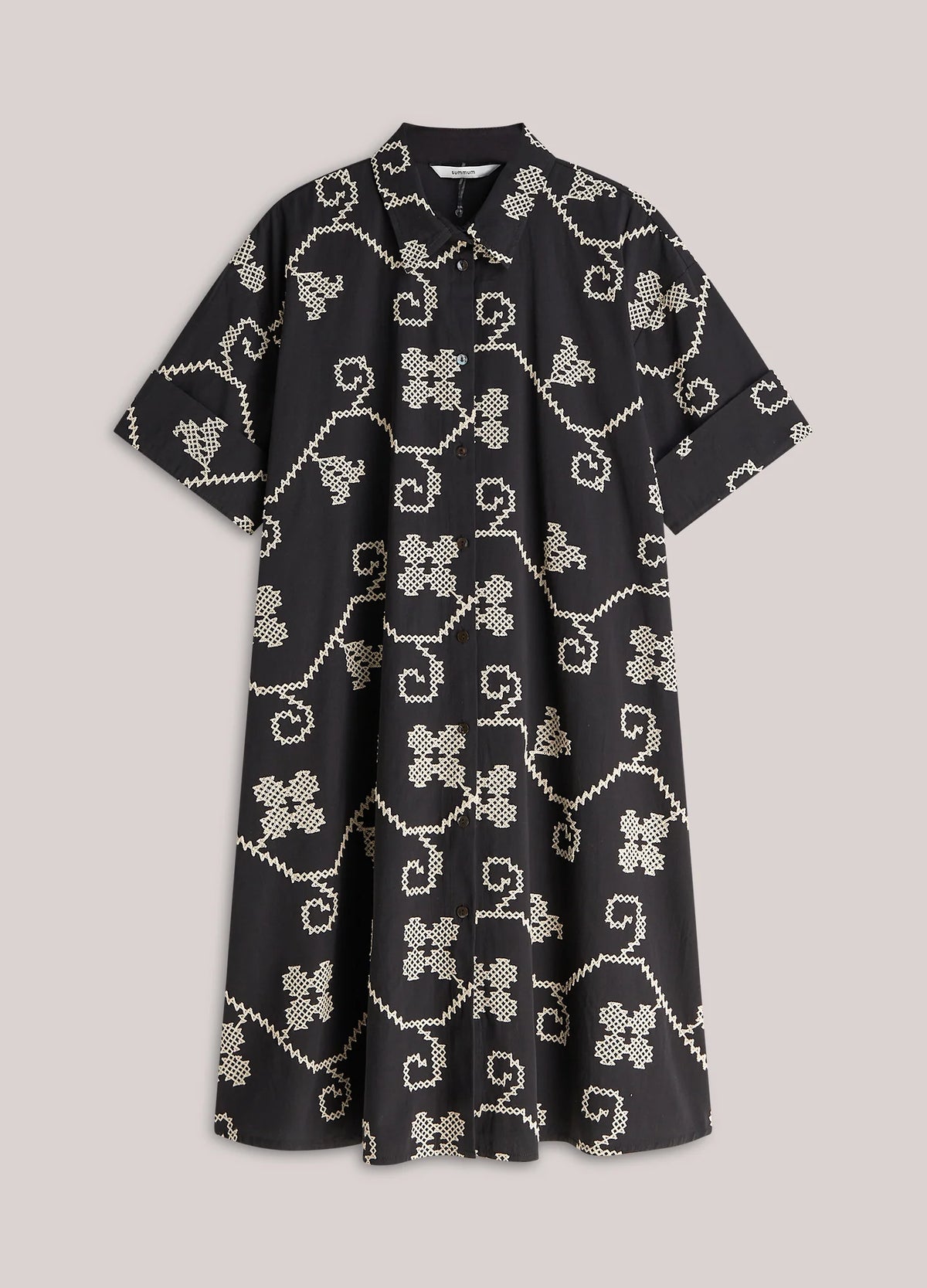 Summum - A-line dress with embroidery - Black