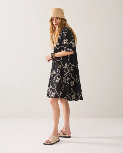 Summum - A-line dress with embroidery - Black