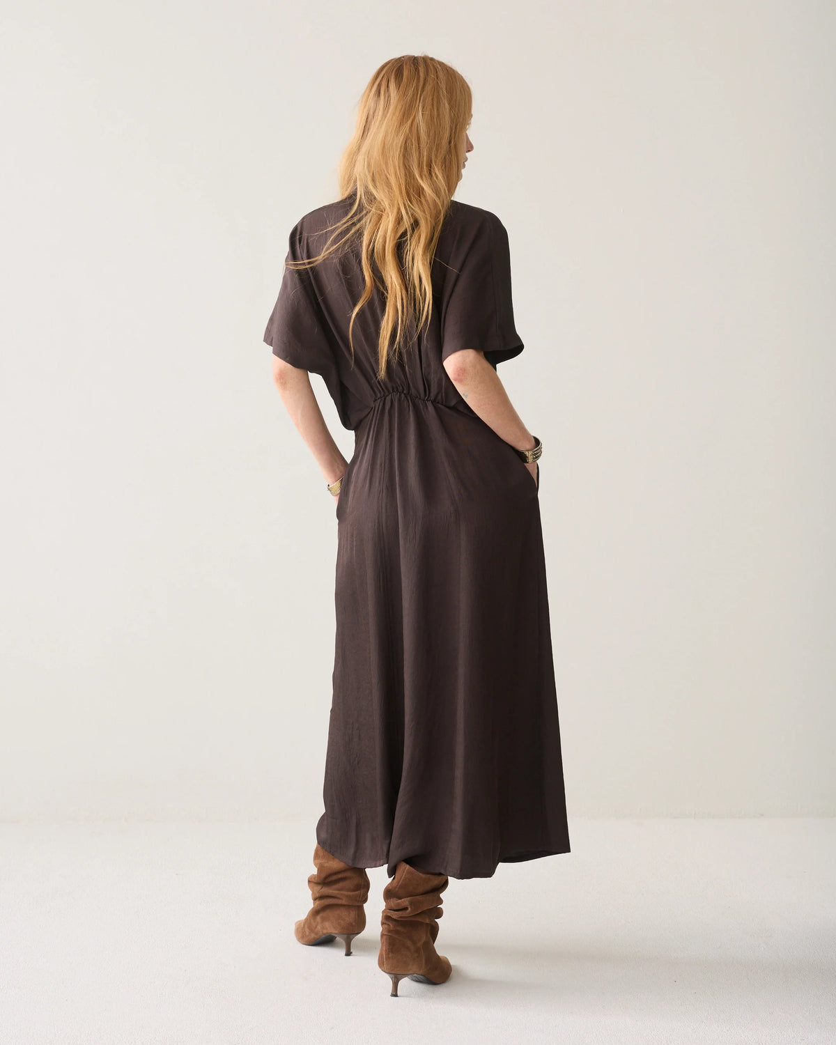 Summum - Shiny button-down dress - Dark Chocolate