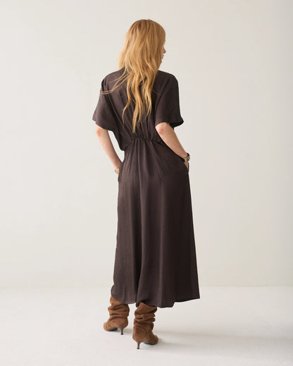 Summum - Shiny button-down dress - Dark Chocolate