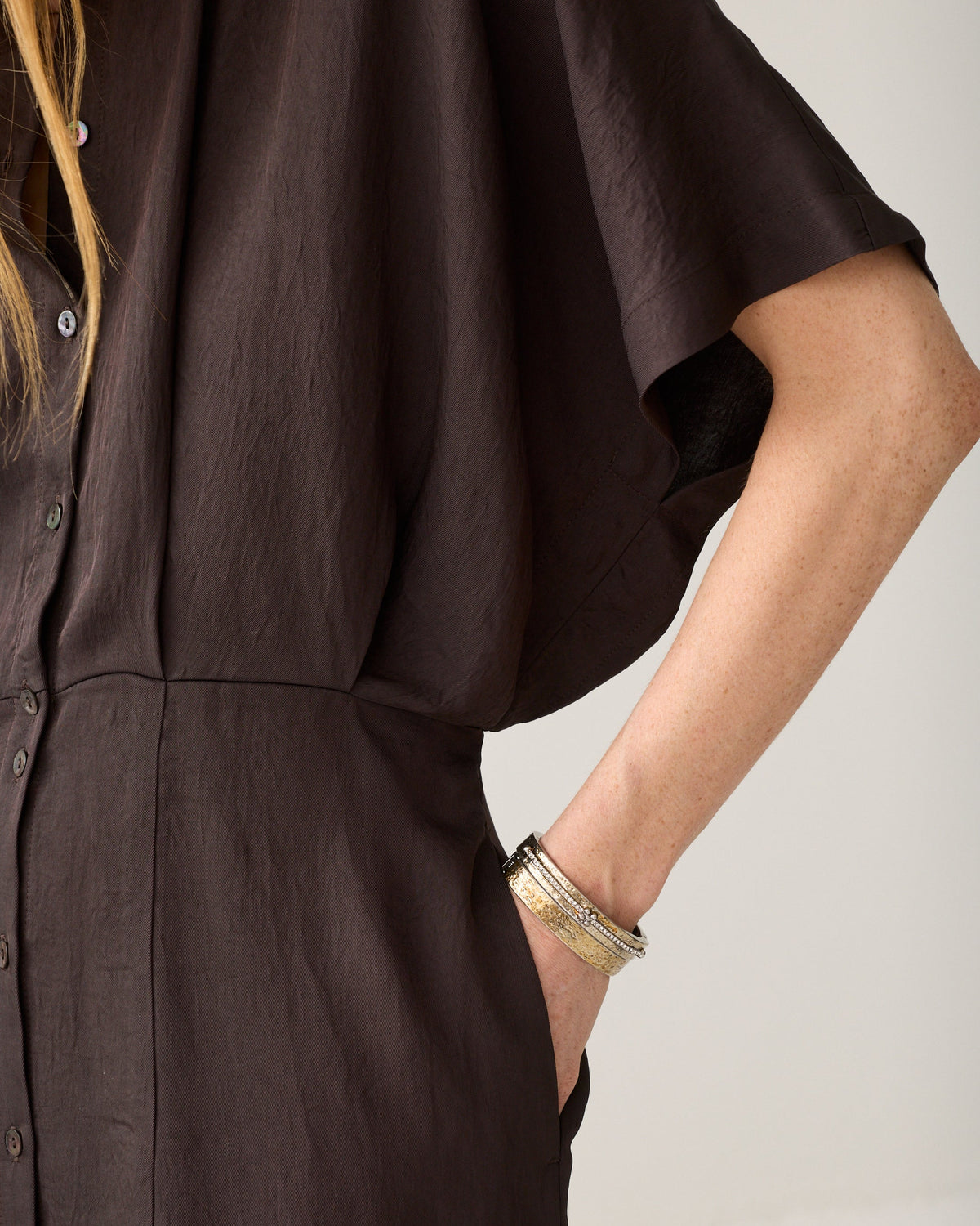 Summum - Shiny button-down dress - Dark Chocolate