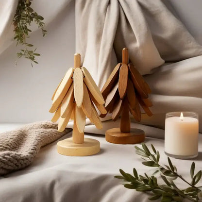 Wooden Tree Coaster Set: Walnut