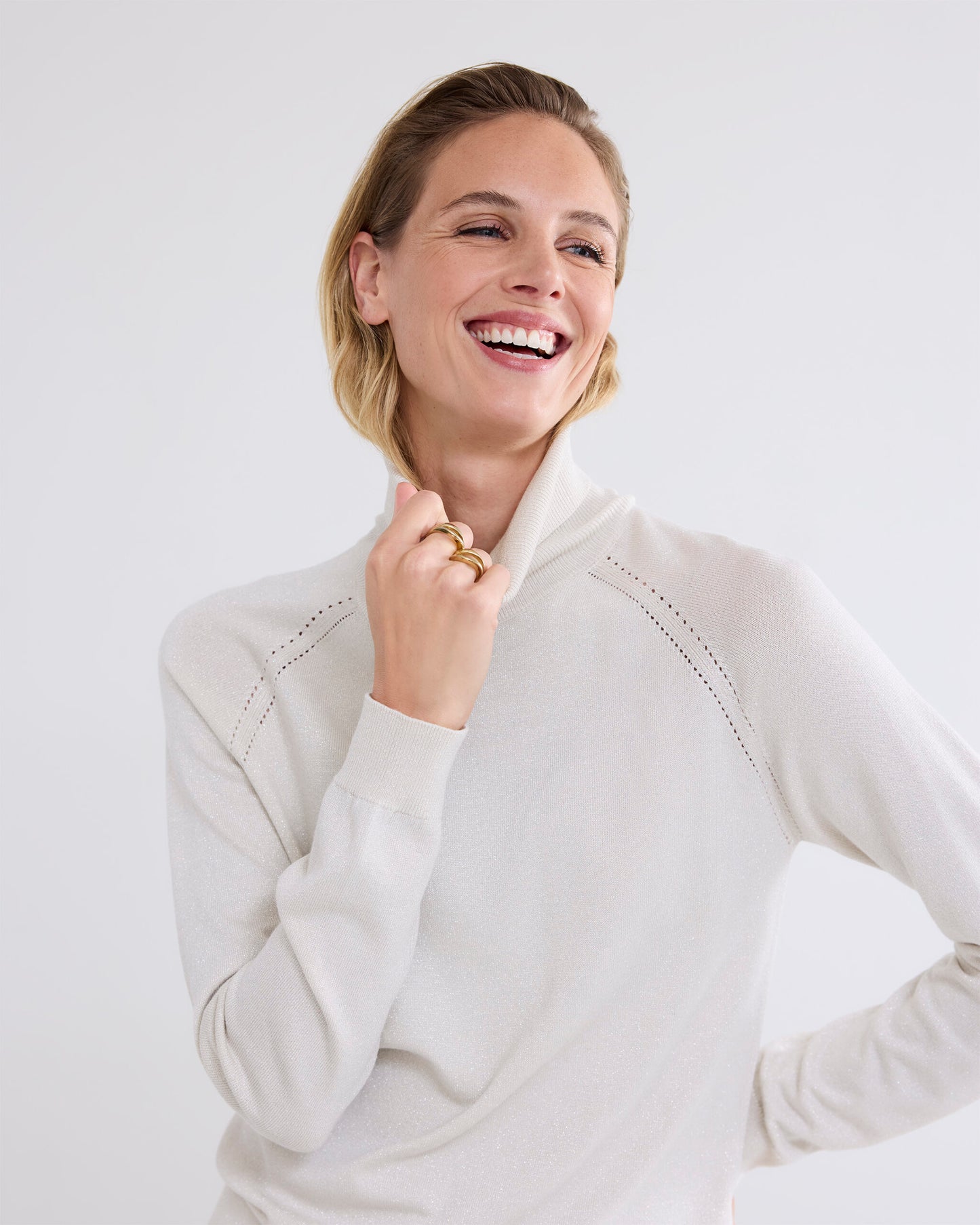 TURTLENECK SWEATER SOFT VISCOSE POLYAMIDE LUREX KNIT