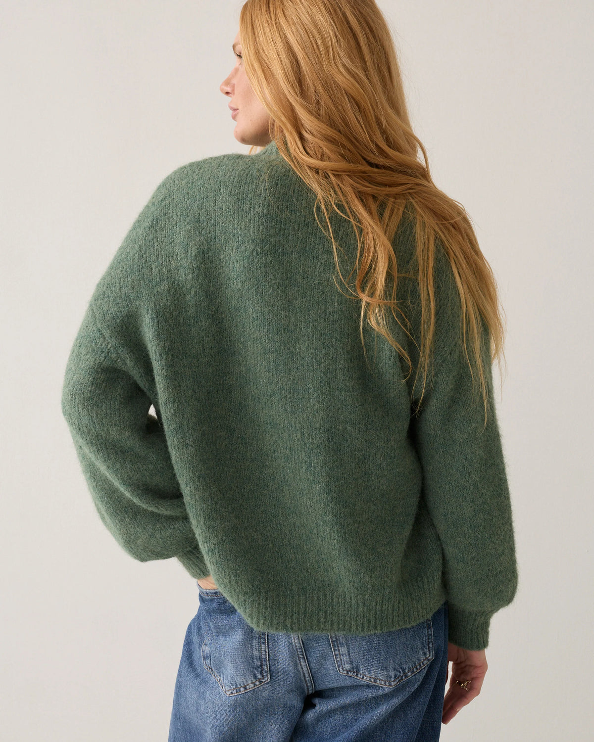 Summum - Soft cardigan with puff sleeves - Thyme Green