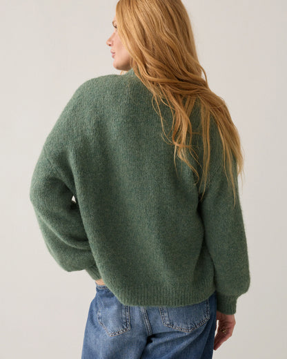 Summum - Soft cardigan with puff sleeves - Thyme Green