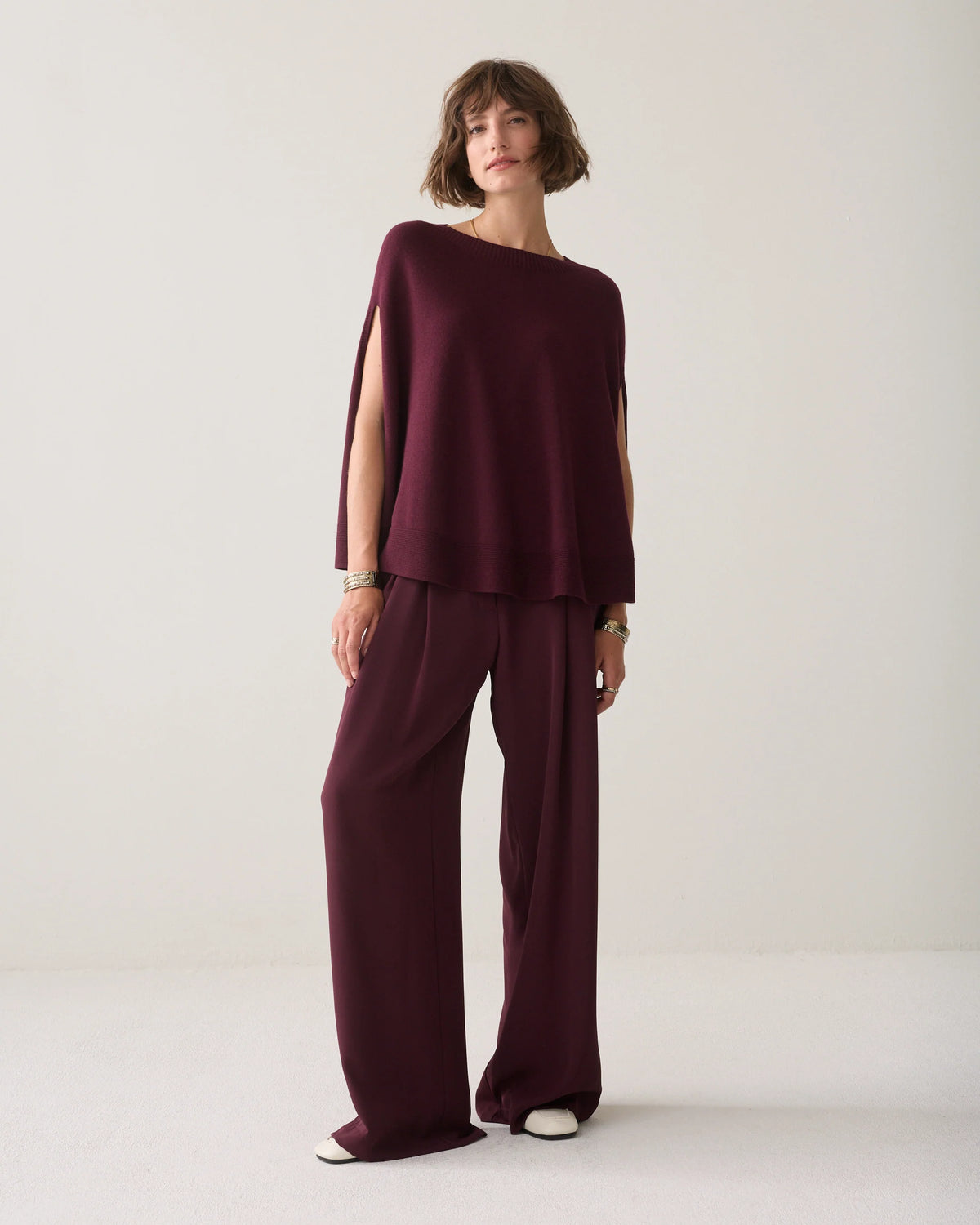 Summum - Sleeveless cape jumper - Dark Burgundy