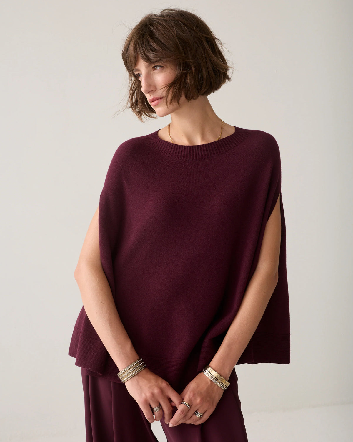 Summum - Sleeveless cape jumper - Dark Burgundy