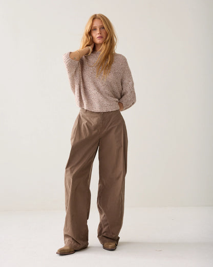 Summum - Chunky Knit Top with Mini Sequins - Light Taupe