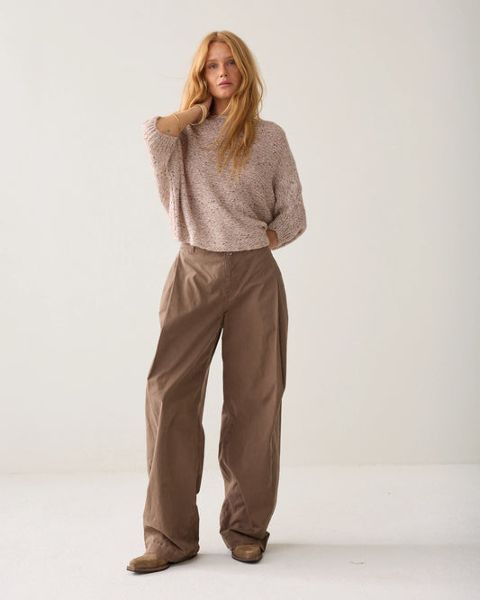Summum - Chunky Knit Top with Mini Sequins - Light Taupe