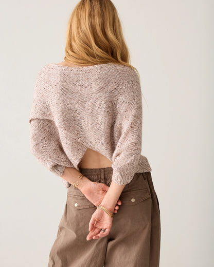 Summum - Chunky Knit Top with Mini Sequins - Light Taupe