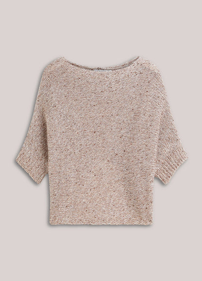 Summum - Chunky Knit Top with Mini Sequins - Light Taupe