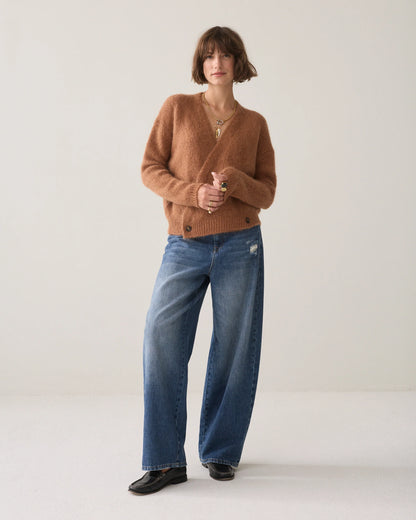 Summum - Wrap cardigan in an Italian mohair blend - Cinnamon
