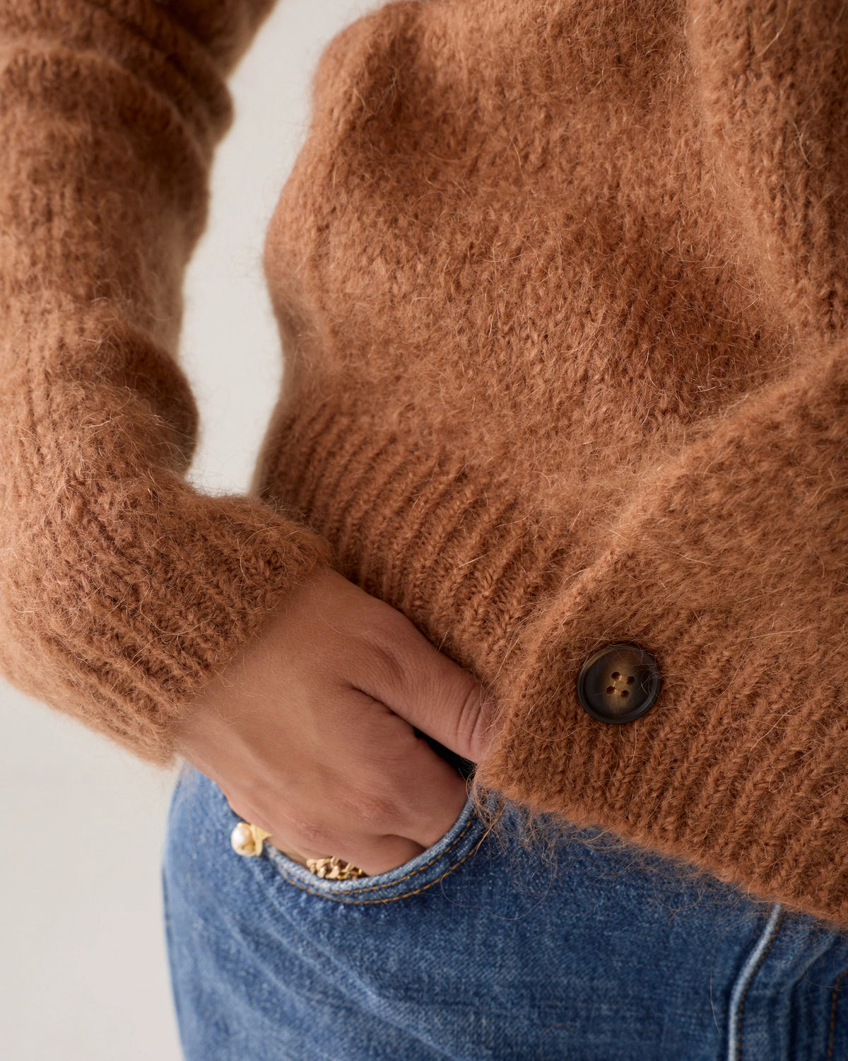 Summum - Wrap cardigan in an Italian mohair blend - Cinnamon