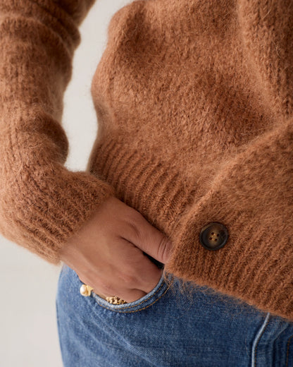 Summum - Wrap cardigan in an Italian mohair blend - Cinnamon