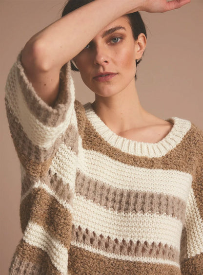 Boxy sweater multi yarn mix knit